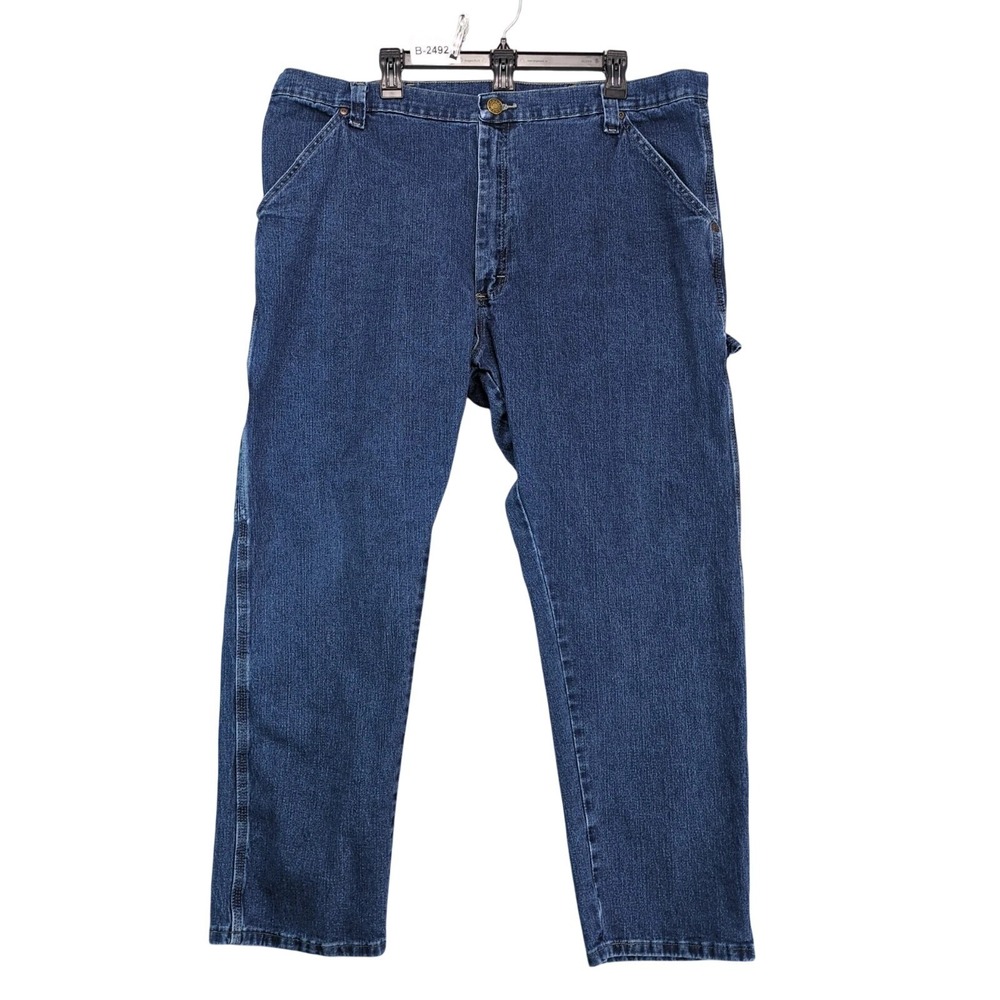 Wrangler Blue Denim Carpenter Jeans Mens 42x30 Stretch Utility Workwear Rugged